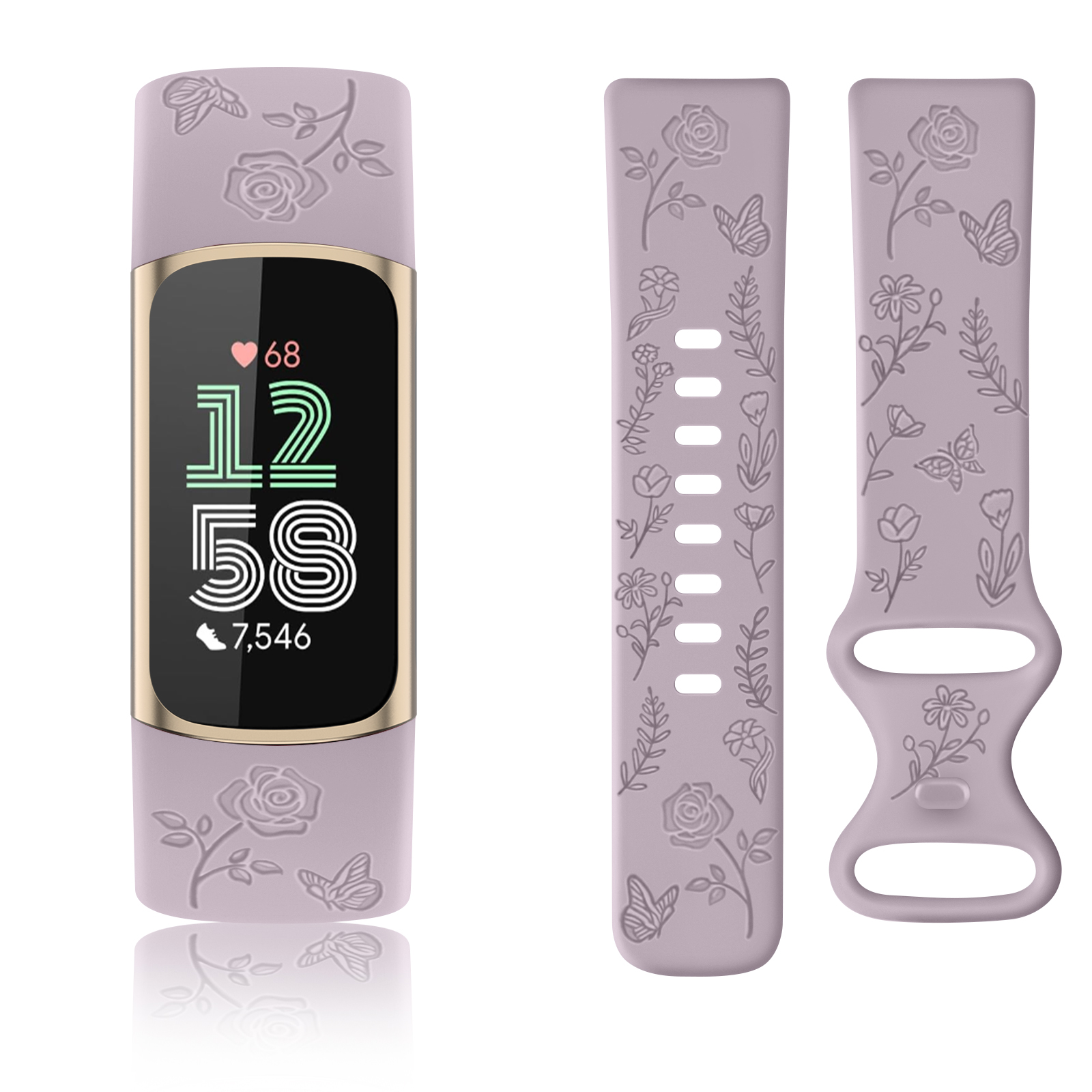 Flower Engraved Watch Strap Fo – Silicone Band Replacement Bewertung und Preis