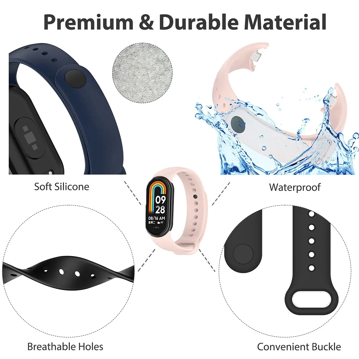 Strap for Xiaomi Mi Band 9/9 N – Silicone Band Replacement Bewertung und Preis